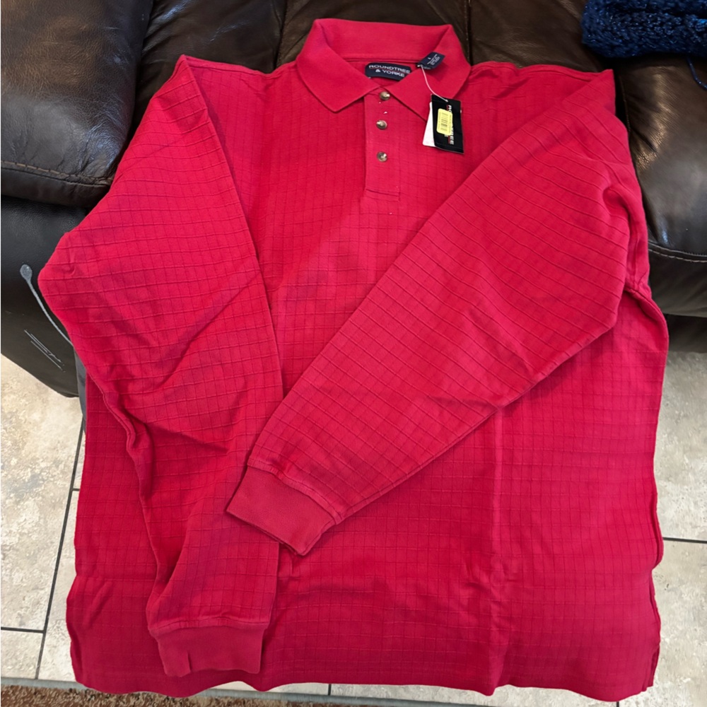 Roundtree & Yorke Red Lightweight Long-Sleeve Polo Jacket
